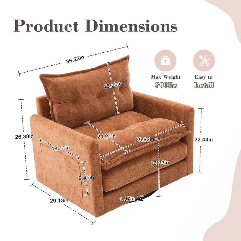 Chenille Swivel Accent ArmChair