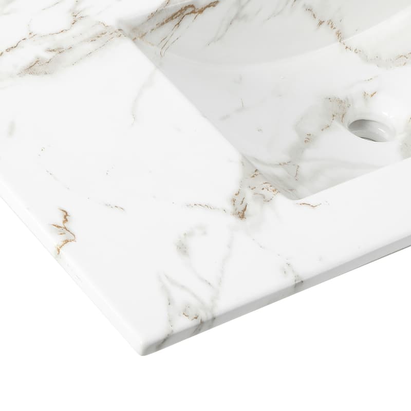Aubert 3-Hole Classic Contemporary Rectangular Ceramic Single Sink Basin Vanity Top, by JONATHAN Y