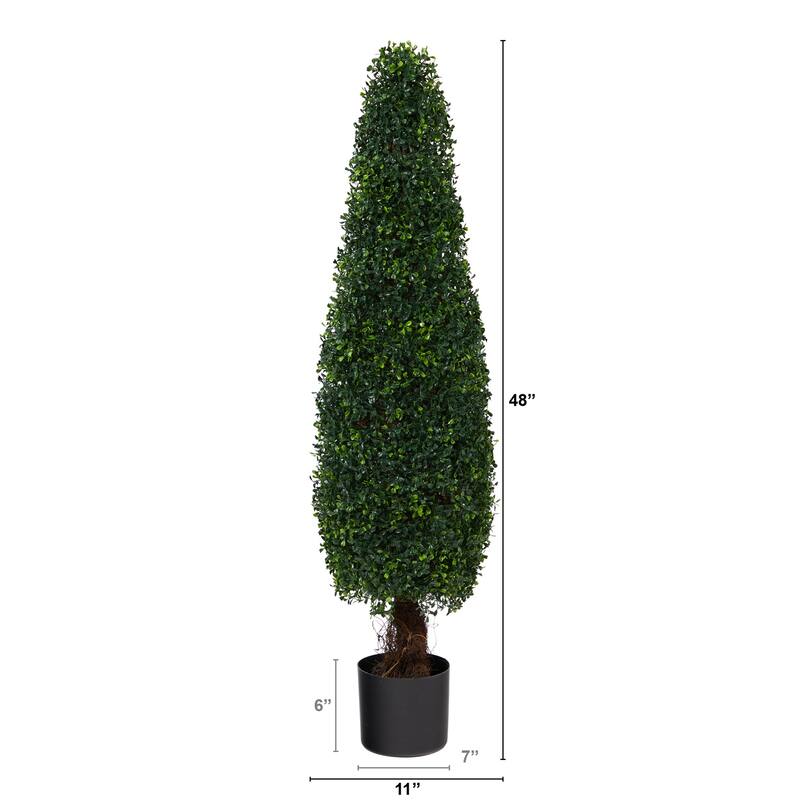 Artificial Topiary Tree 4ft - Indoor Outdoor UV Resistant - Lush Green Foliage - Decorative Garden Accent - 41-50 Inches