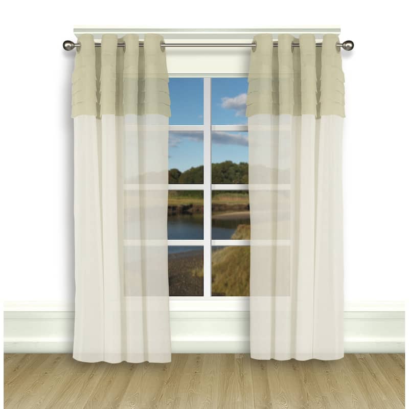 Geneva Elegant Sheer Grommet Curtain Panel - 52"W x 96"L - Linen/Ivory