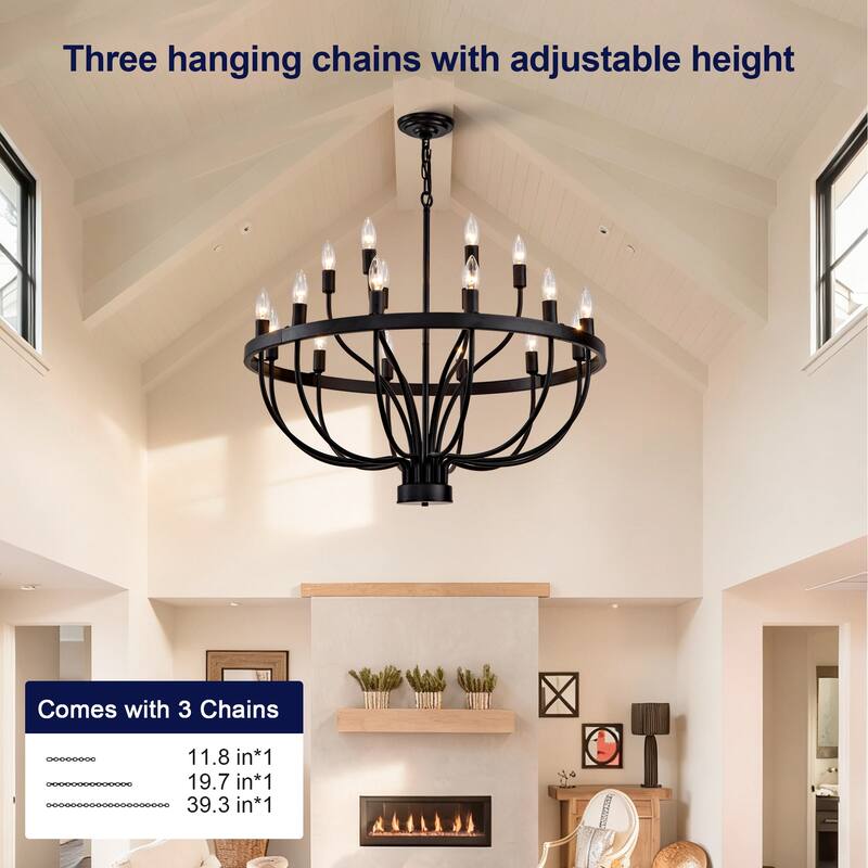 Industrial Chandelier Rustic Vintage 18-Lights Candle Style Chandeliers Light Fixture