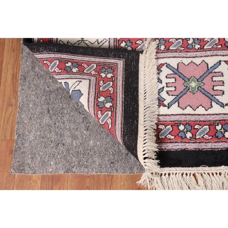 All-Over Black Heriz Oriental Area Rug Hand-Knotted Wool Carpet - 8'11"x 11'7"