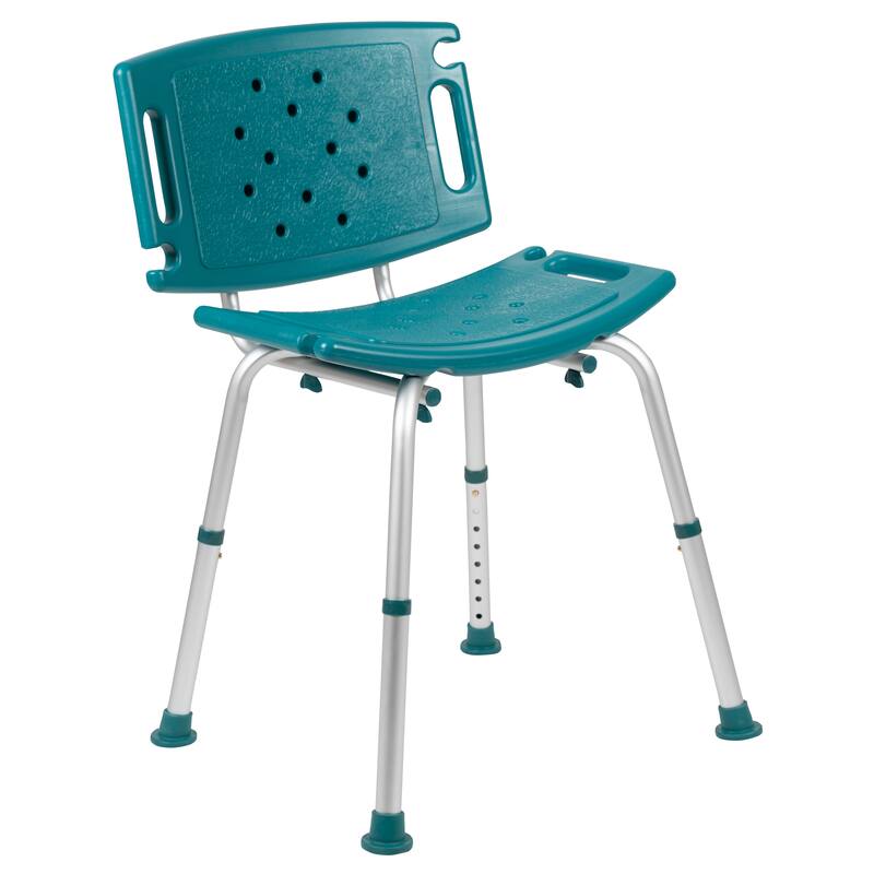 Tool-Free 300 Lb. Capacity, Adjustable Teal Bath & Shower Chair with Large Back