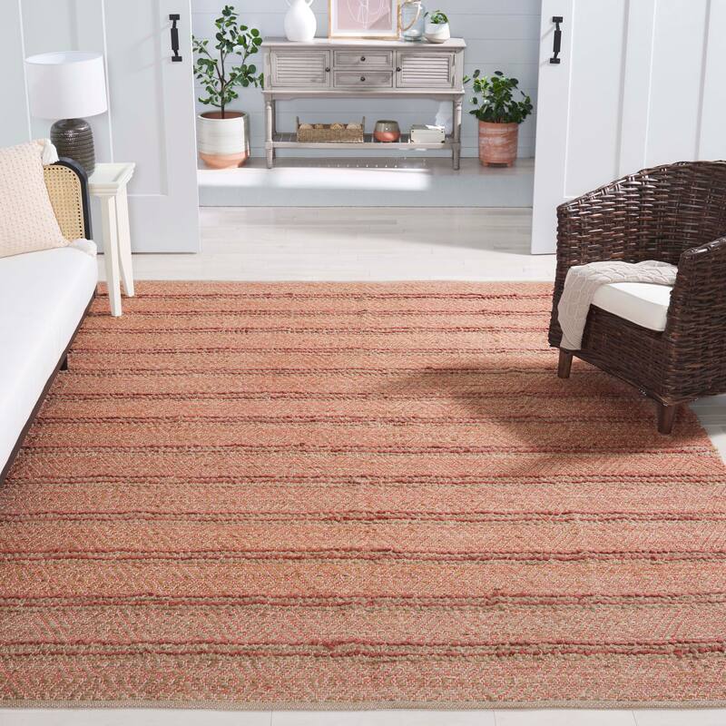 SAFAVIEH Handmade Cape Cod Sigune Jute Rug - 8' x 10' - Orange/Natural