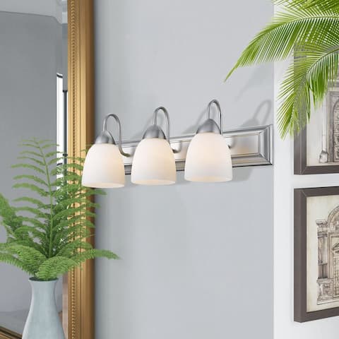 Poly 3-Light Matte Nickel Vanity Light with White Shade