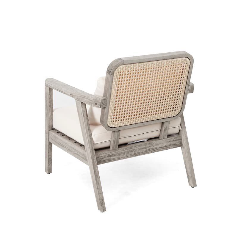 Outdoor Acacia Wood Patio Club Chair Set
