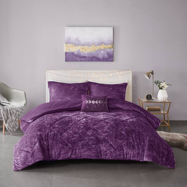 Isabel Velvet Comforter Set by Intelligent Design - Purple - Full - Queen