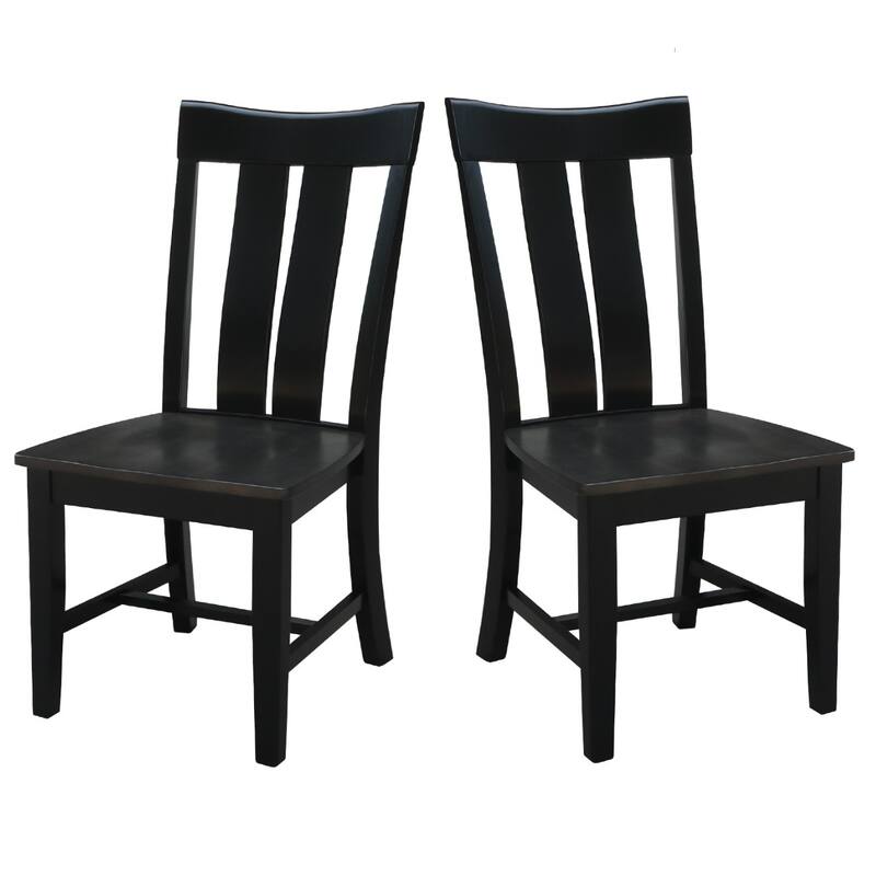 Ava Solid Wood Dining Chair - Set of Two - Coal/Washed Black