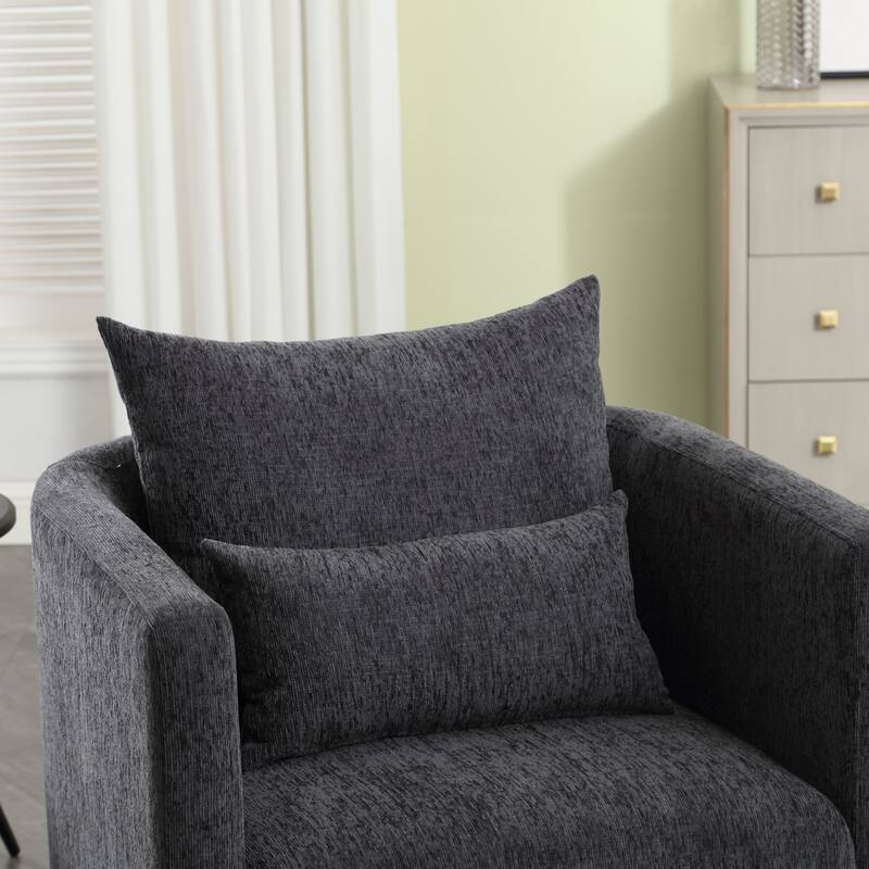 Swivel Barrel Chair, Round Accent Sofa Chair for Living Room, 360 Degree Swivel Barrel Club Chair, Leisure Arm Chair