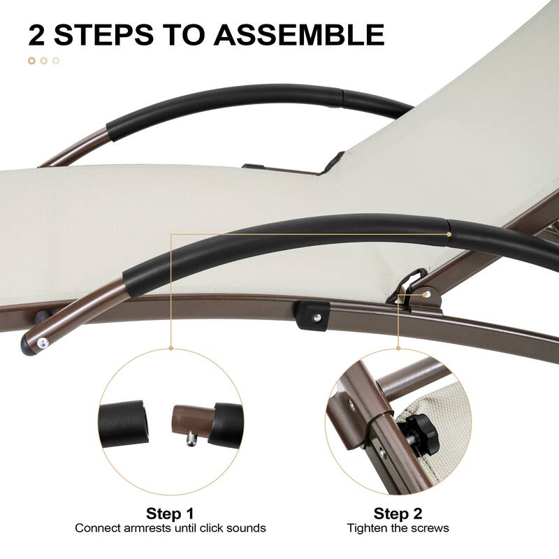 Crestlive Products Outdoor Adjustable Reclining Chaise Lounge Chair with Armrest