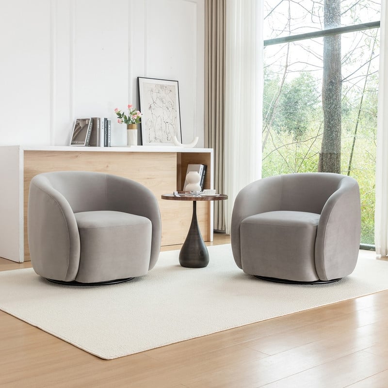 SEYNAR Modern Glam Velvet Upholstered 360 Degree Swivel Accent Armchair Set of 2