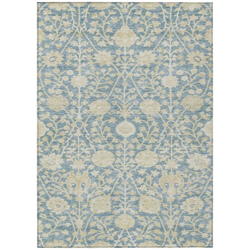 Machine Washable Indoor/ Outdoor Traditional Kashan Chantille Rug