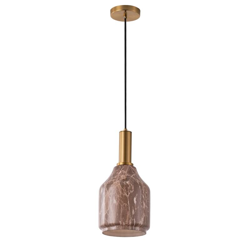 1-Light Spherical Shade with Tree Grain Element Design Pendant Lighting - 7.1"D×4.3"W×76.8"H(Adjustable)