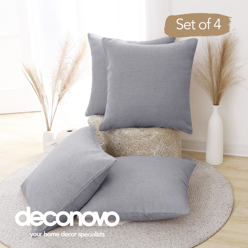 Deconovo Faux Linen Throw Pillow Covers 4 PCS(Cover Only) - 26"x26" - Silver Sconce