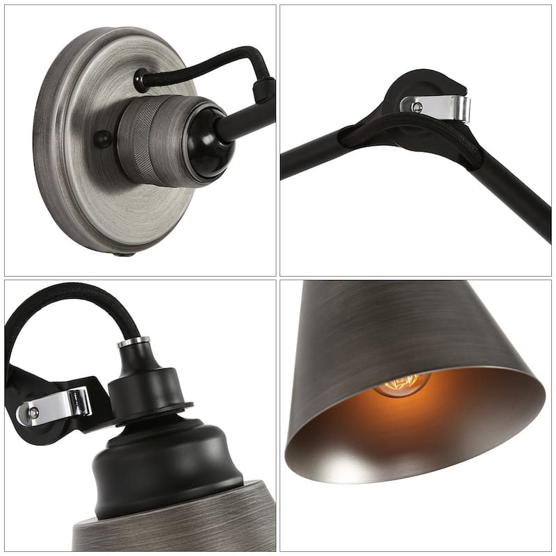 2-pack Swing Arm Lights Adjustable Wall Sconces Two Way--Plug in & Hardware - L 28" x W 6" x H 8"