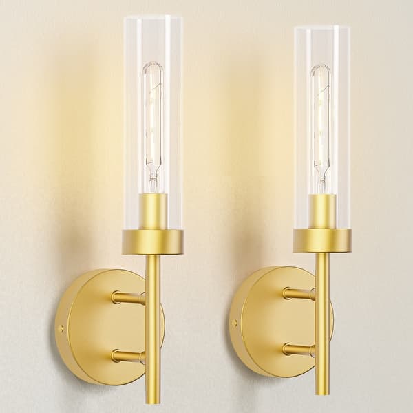 slide 2 of 9, Hardwired Gold Wall Sconces Set of 2 Gold