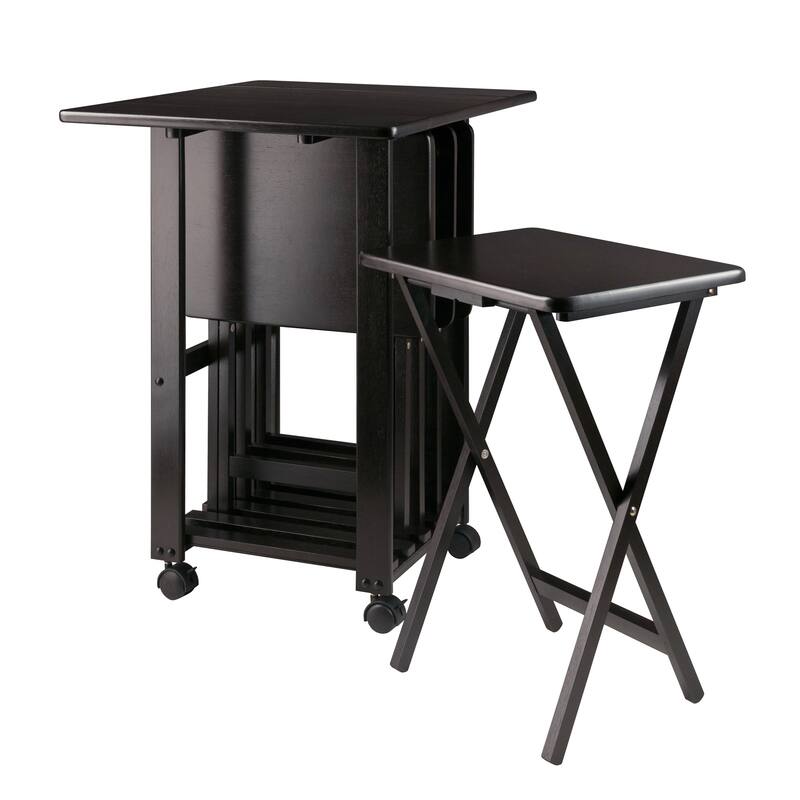 5-Pc Snack Table Set, Drop Leaf Top - 28.19 x 23.39 x 33.94 inches - Coffee
