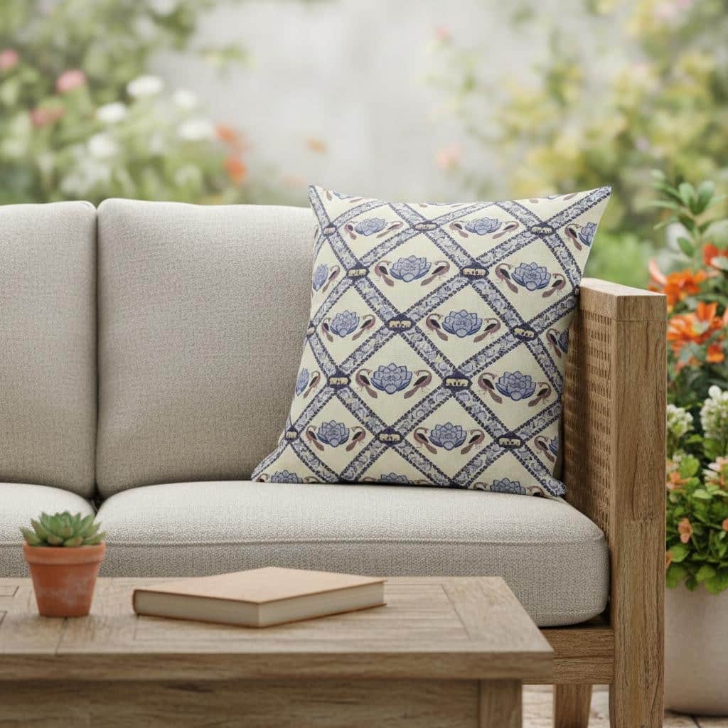 HomeRoots 16" X 16" Cream And Brown Blown Seam Geometric Indoor Outdoor Throw Pillow - 16.00' X '16.00' X '5.00