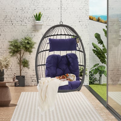 PE Rattan Egg Hanging Chair with Cushion