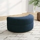 preview thumbnail 43 of 96, Upholstered Chenille Boucle Half Moon Storage Ottoman with Tray Chenille - Blue/Chenille