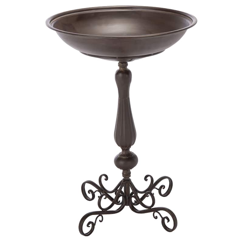 SAFAVIEH Outdoor Brisa Victorian Scroll Iron Bird Bath - 19" W x 19" D x 27" H - 19"W x 19"D x 27"H