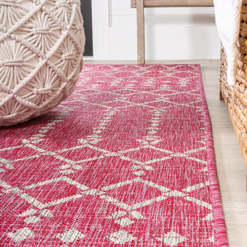 JONATHAN Y Trebol Moroccan Geometric Textured Weave Indoor/Outdoor Area Rug