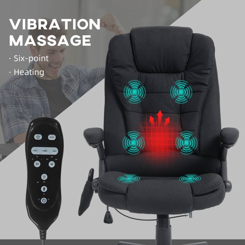 Ergonomic Vibration Massage Office Chair Adjustable Backrest Recliner Chair with 6 Massage Points and Lumbar Heating