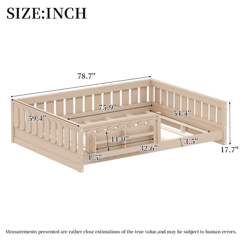 Wood Platform Bed with Guardrails and Built-In Bookshelves by Harper&Bright Designs