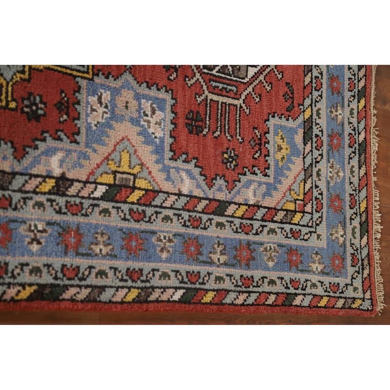 Geometric Heriz Serapi Indian Rug Hand-Knotted Wool Carpet - 4'0"x 6'0"