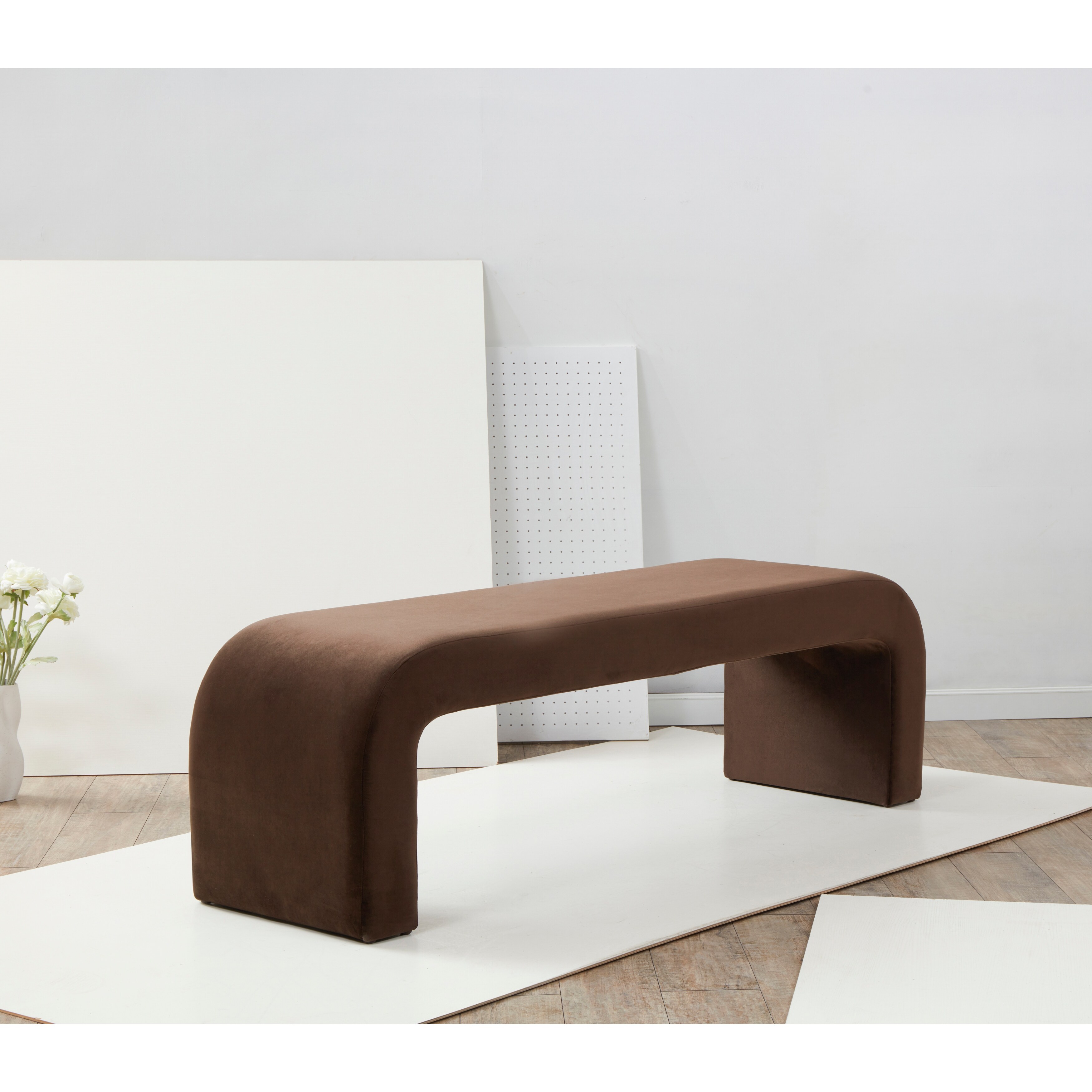 SAFAVIEH Couture Caralynn Curved Waterfall Upholstered Bench