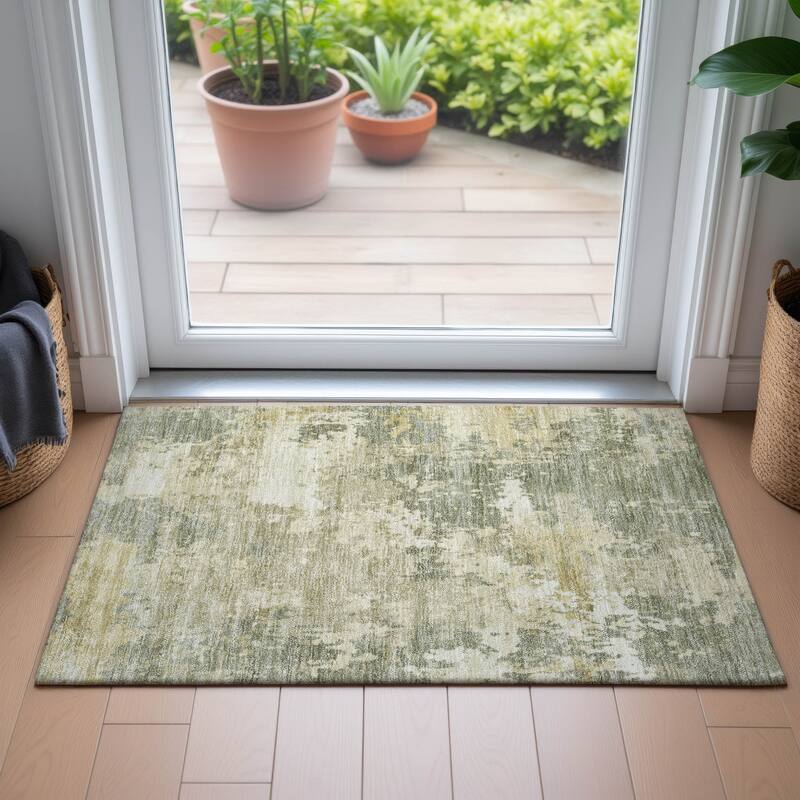Machine Washable Indoor/Outdoor Contemporary Blend Chantille Rug