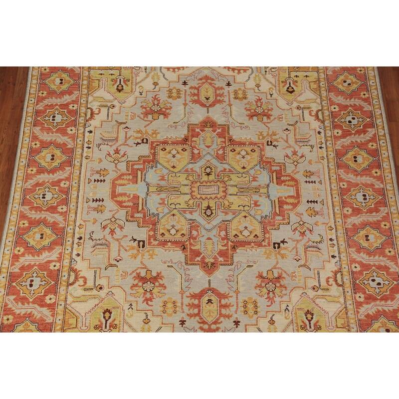 Heriz Serapi Vegetable Dye Area Rug Handmade Wool Carpet - 8'0"x 10'2"