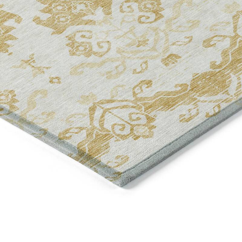 Machine Washable Indoor/ Outdoor Chantille Damask Medallion Rug