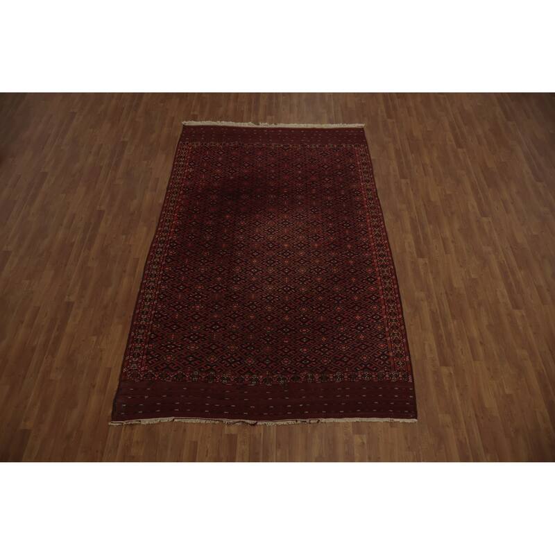 Hand Knotted Oriental 100% Wool Carpet Traditional All-Over Red Sumak Area Rug - 10' 7'' X 6' 9''