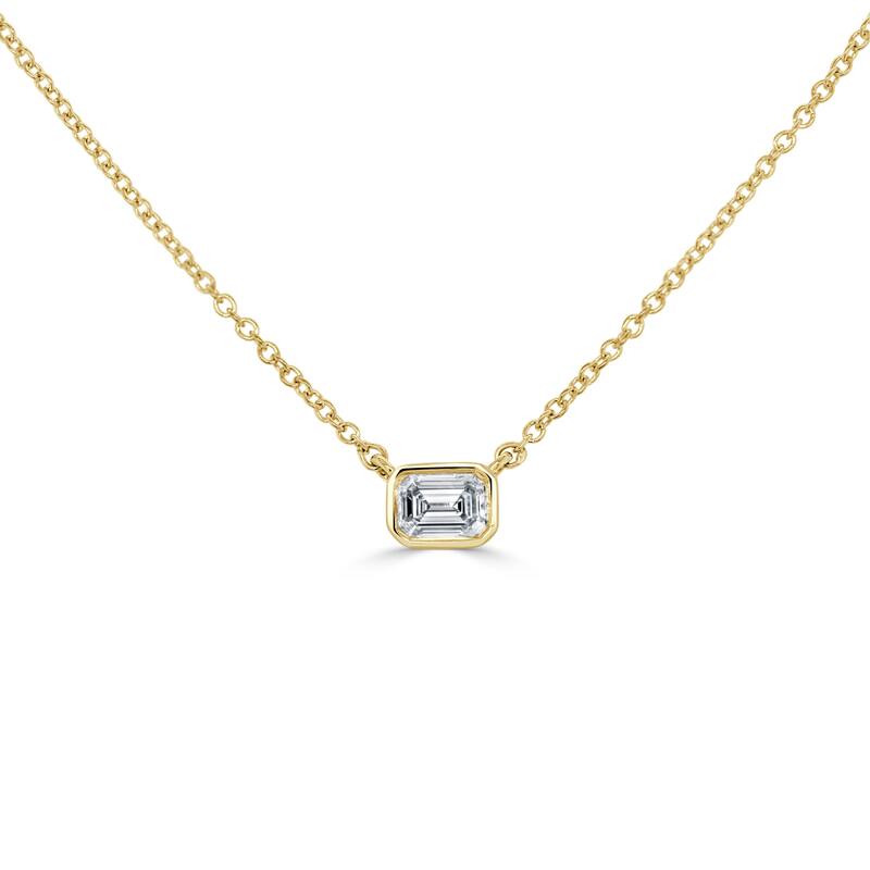 Joelle Collection Diamond Emerald Cut Necklace 14K Gold 1/4 cttw - 18 Inch - Yellow