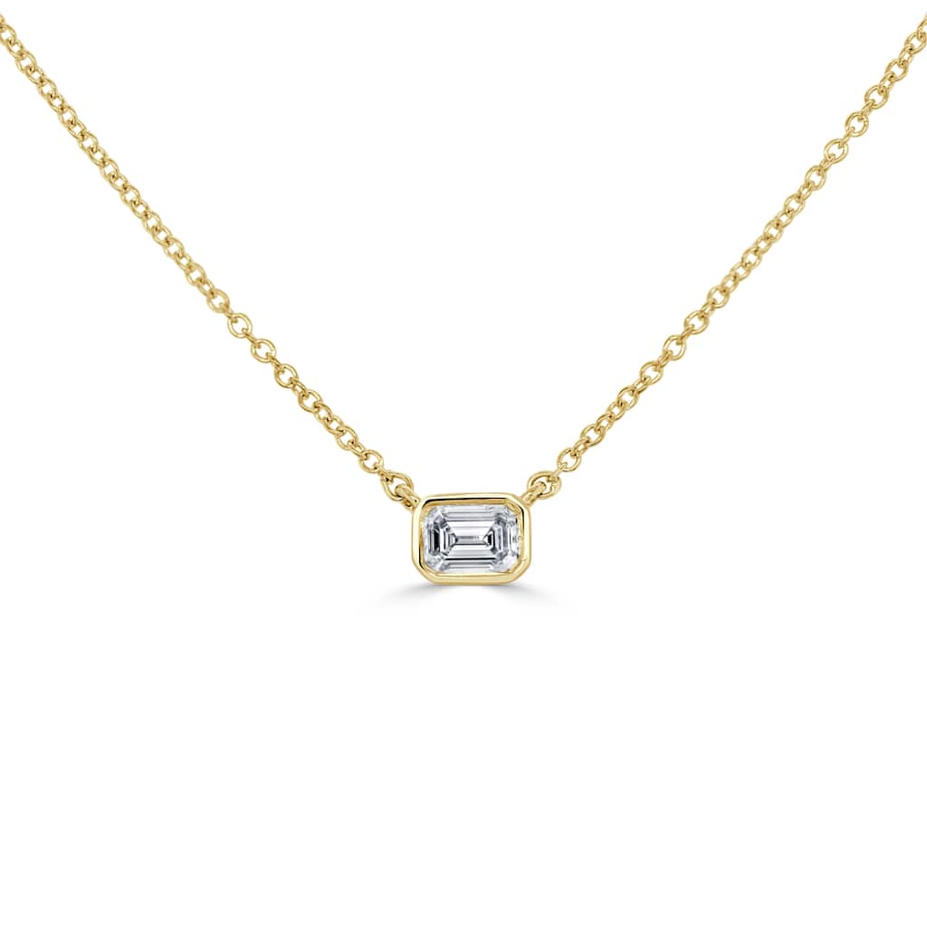 Joelle Collection Diamond Emerald Cut Necklace 14K Gold 1/4 cttw