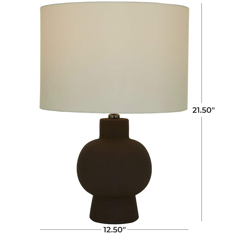 CosmoLiving by Cosmopolitan Black Ceramic Gourd Style Base Room Table Lamp with Drum Shade