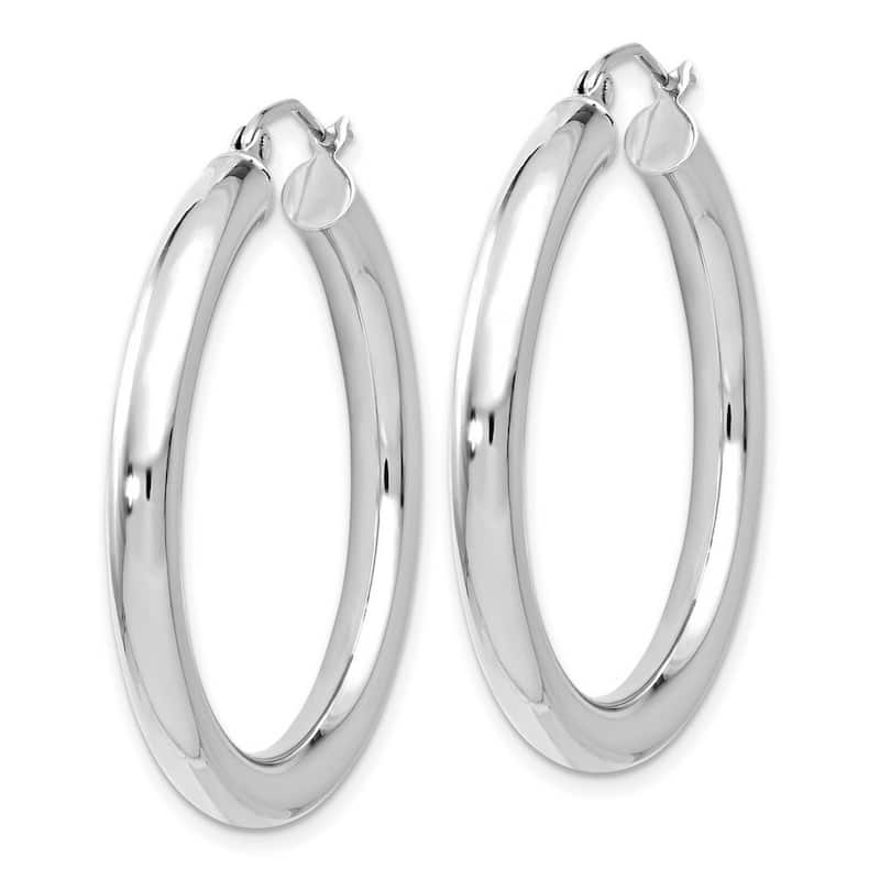 Curata 14k White Gold Polished Lightweight 37x4mm Hoop Earrings