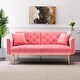 preview thumbnail 14 of 83, Velvet Futon Sofa Bed with 5 Golden Metal Legs, Sleeper Sofa Couch with Two Pillows, Convertible Loveseat for Living Room Peach