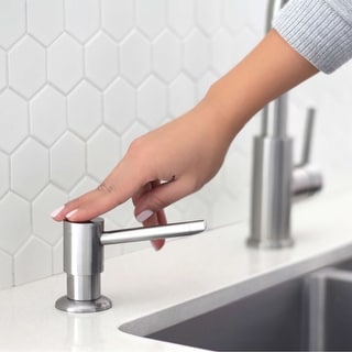 STYLISH Stainless Steel Single Handle Pull Down Faucet with Soap Dispenser - Brushed Stainless Steel