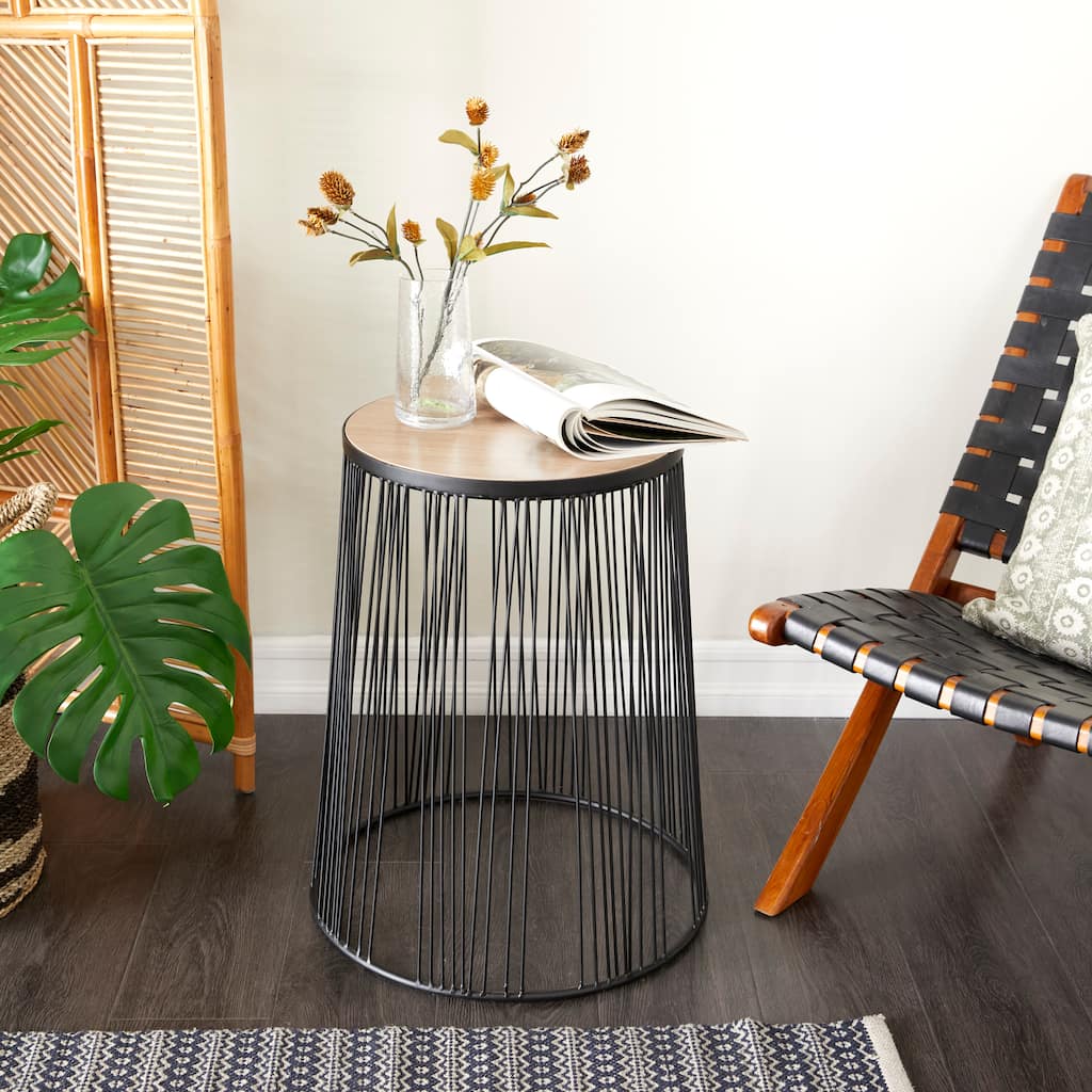 Black Iron Contemporary Accent Table - 18 x 18 x 22 Round