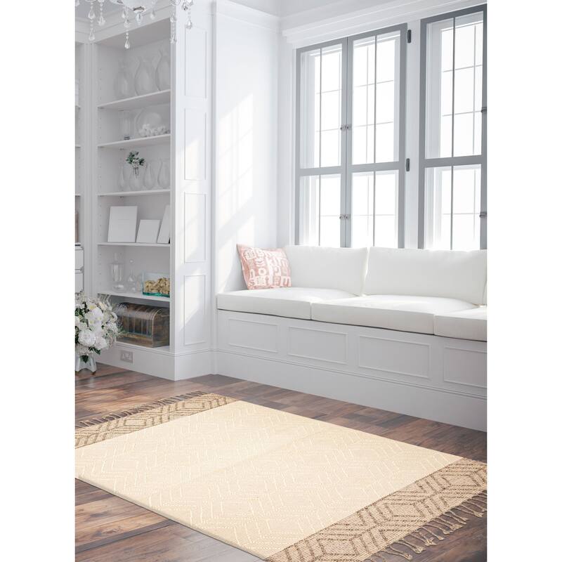 ECARPETGALLERY Braid weave Sienna Cream Wool Rug - 5'2 x 7'8