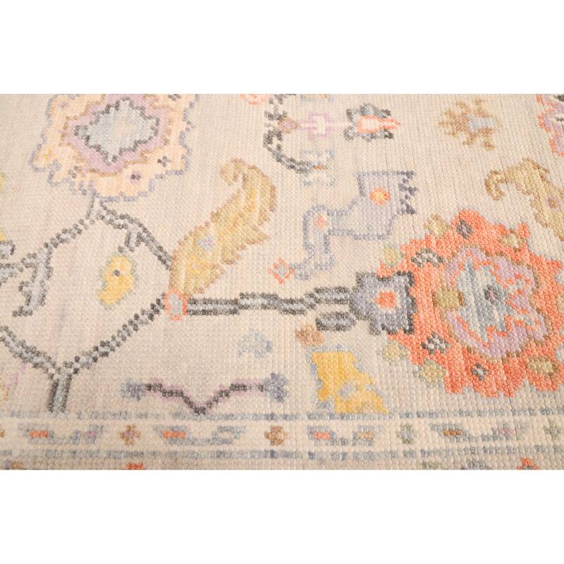 ECARPETGALLERY Hand-knotted Modern Oushak Light Grey Wool Rug - 3'7 x 5'6