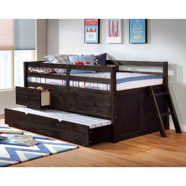 Cabin Rustic Solid Wood Twin Loft Bed with Trundle and Drawers by ...