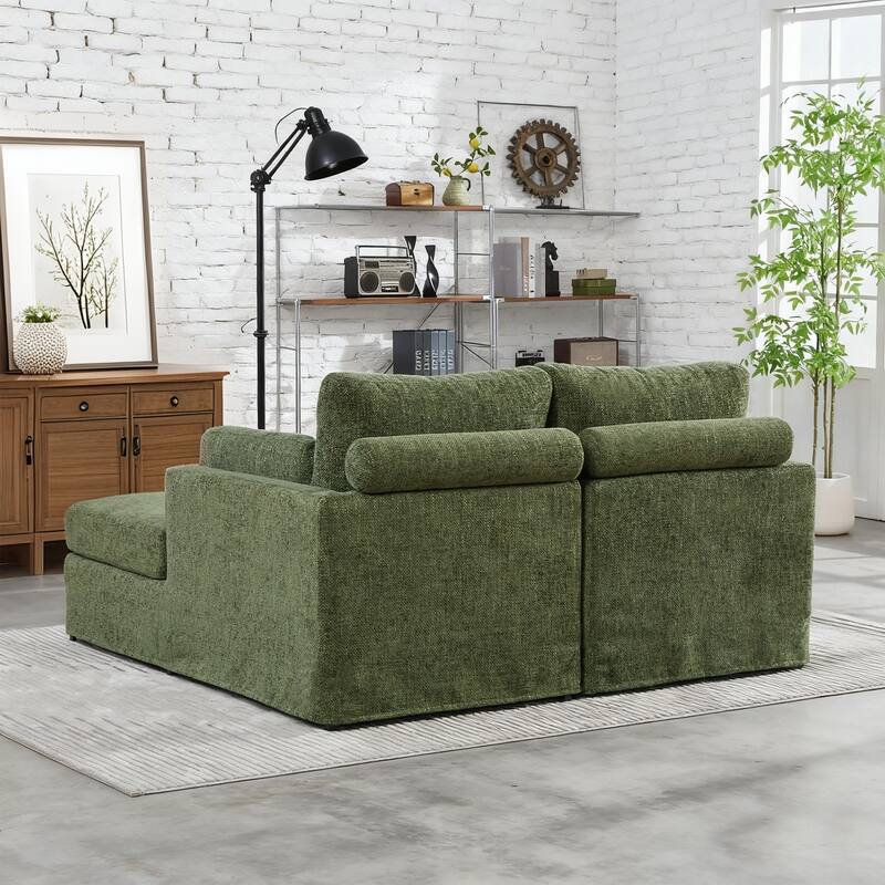 63.4"W Chenille Combination Sofa,Sofa Bed with Cushions & Metal Legs