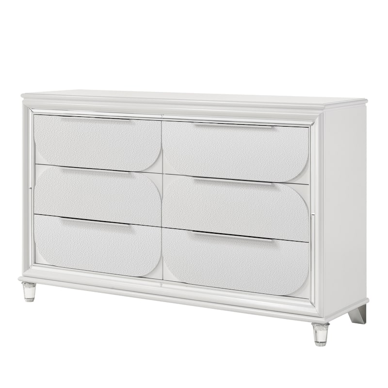 Soto Pearl White 6-Drawer Dresser