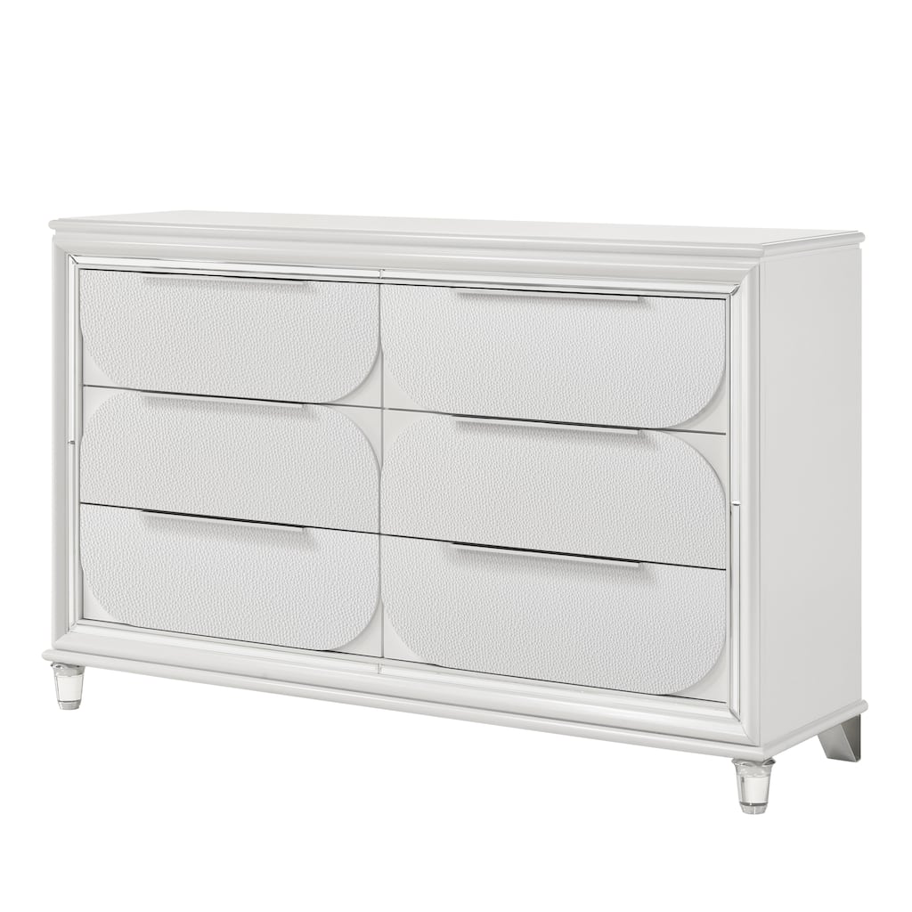 Soto Pearl White 6-Drawer Dresser