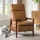 preview thumbnail 4 of 14, Gladys Mid-Century Modern Genuine Leather Solid Wood Recliner By HULALA HOME Camel