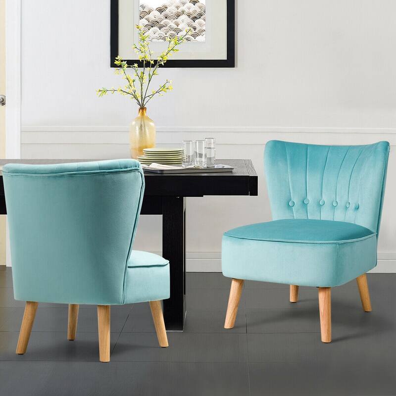 Gymax 2PCS Accent Chair Armless Leisure Chair Single Sofa w/ Wood Legs - See Details