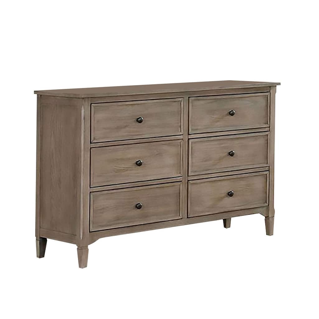 Dresser with 6 Storage Drawers and Turnip Feet, Natural Brown